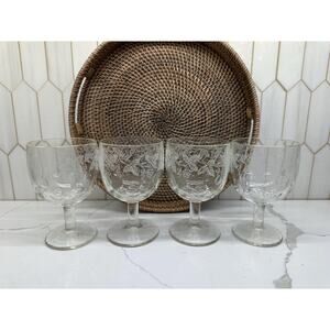 Bartlett Collins Water Goblets - Decoration 806 Clear‎ (Gold Trim) - Set of 4